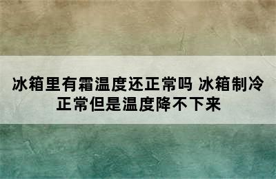 冰箱里有霜温度还正常吗 冰箱制冷正常但是温度降不下来